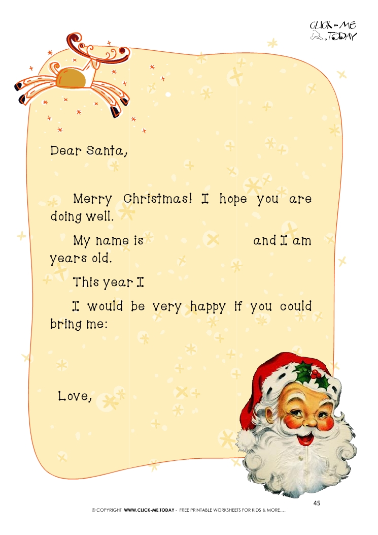 Ready to sent Vintage letter to Santa Claus template with text 45